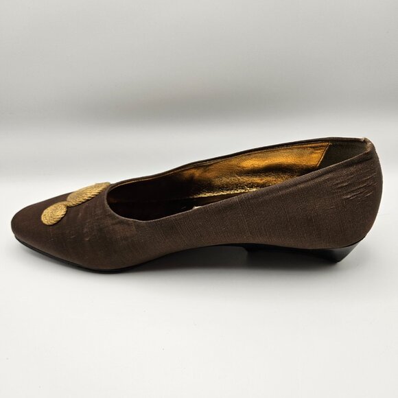 Joan & David Brown Fabric Low-Heel Flats – Size 9M – Handmade in Italy - Picture 7 of 11